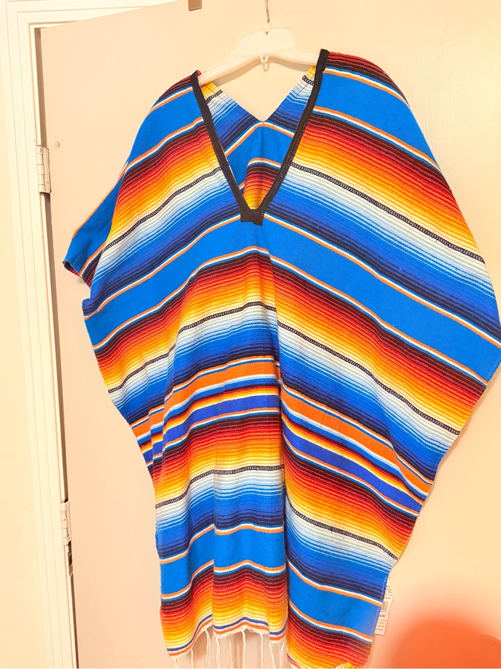 Authentic Mexican Multicolor Striped Poncho Top